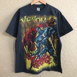 Venom Versus Carnage Mega Print T-Shirt XL Black Faded Resurreccion